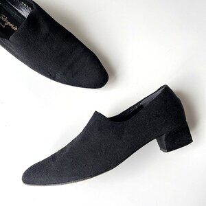 Robert Clergerie Paris Minimal Black Fabric Low Kitten Heeled Pumps Shoes 7.5